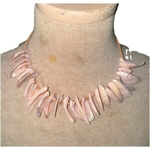 Vintage 18." Mother of Pearl Necklace Choker, Screw Barrel Clasp